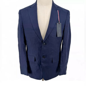 Tommy Hilfiger Men's Conrad Modern Fit Linen Sport Coat Blazer Navy Blue